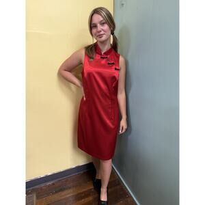 Vintage 90s J.R. Nites by Caliendo Red Cheongsam Dress Size 10